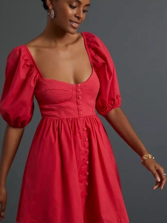 Anthropologie Dresses & Skirts - NWT Anthropologie Maeve Red Puff
Sleeve BabyDoll Dress Size XS